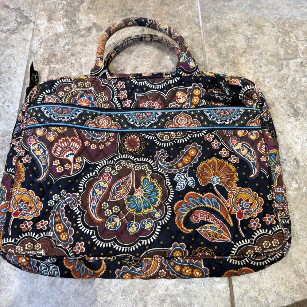Vera Bradley Quilted Tote Bag Retired Paisley Pattern Cotton Zip Top Work Travel